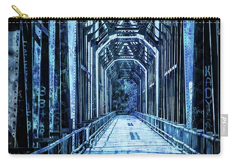 Historic Zip Pouch featuring the photograph Bridge in Blue by Pam Rendall