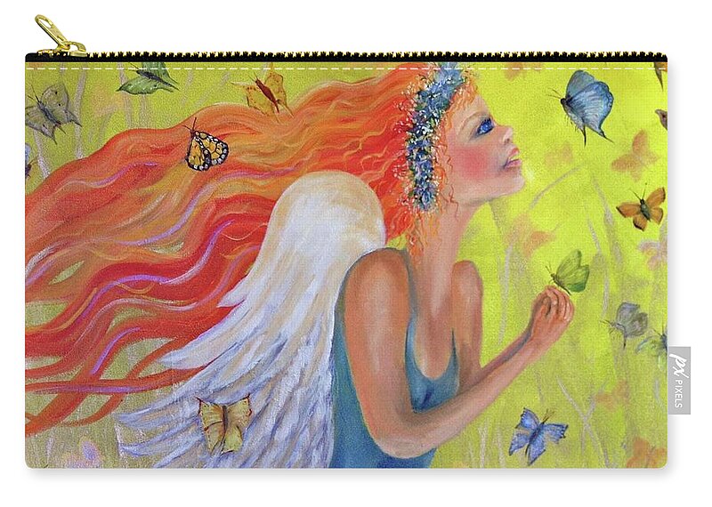 Fairy Zip Pouch featuring the painting Butterflies are Free #1 by Barbara Landry