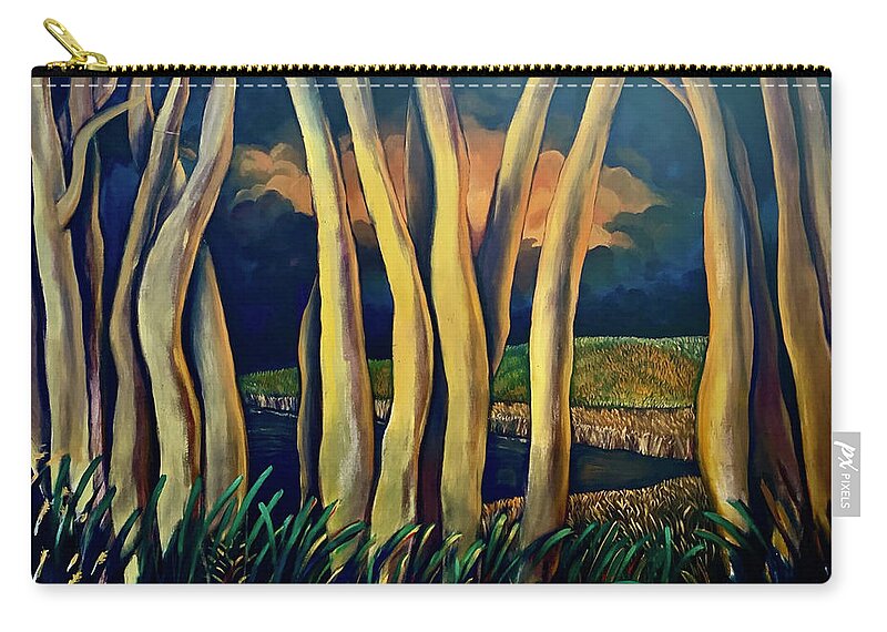Orange Zip Pouch featuring the painting By The Lake #1 by Franci Hepburn