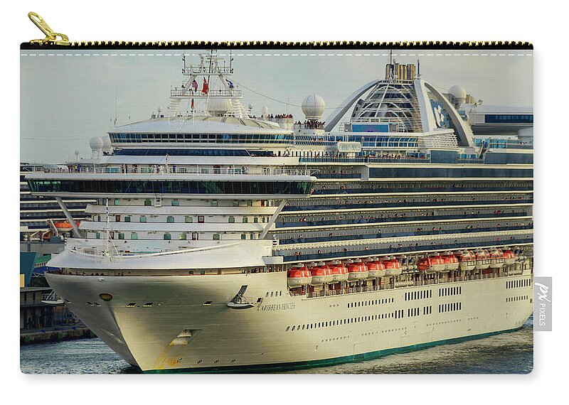 Ship Zip Pouch featuring the photograph Caribbean Princess #1 by AE Jones