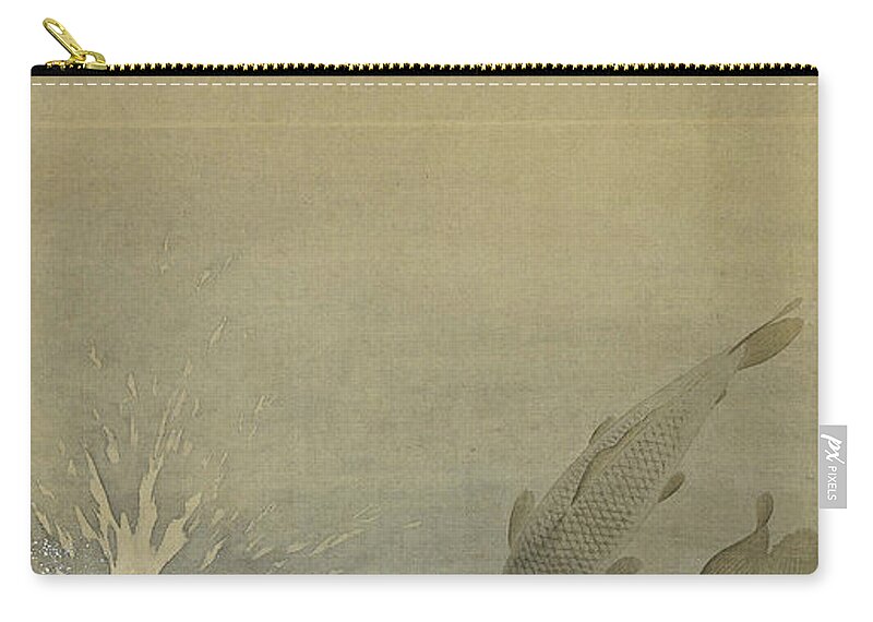 Carp Zip Pouch featuring the painting Carp, Ohara Koson, 1887 - 1945 #1 by Artistic Rifki