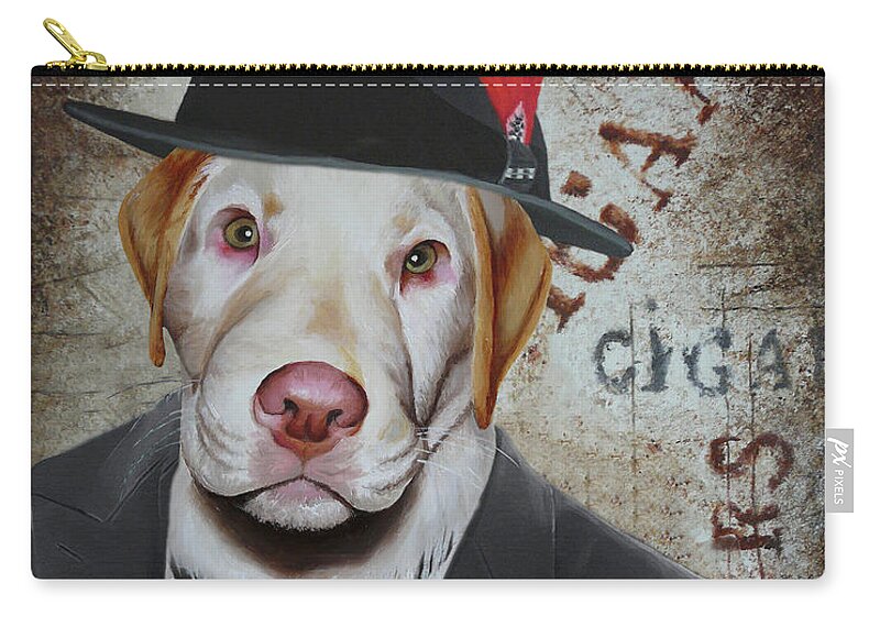 Cigar Zip Pouch featuring the painting Cigar Dallas Dog by Vic Ritchey