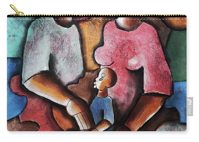 African Art Carry-all Pouch featuring the painting Circle of Love by Peter Sibeko 1940-2013