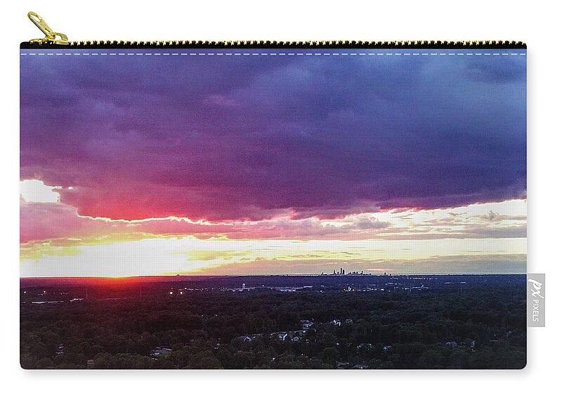  Carry-all Pouch featuring the photograph Cleveland Sunset - Drone by Brad Nellis
