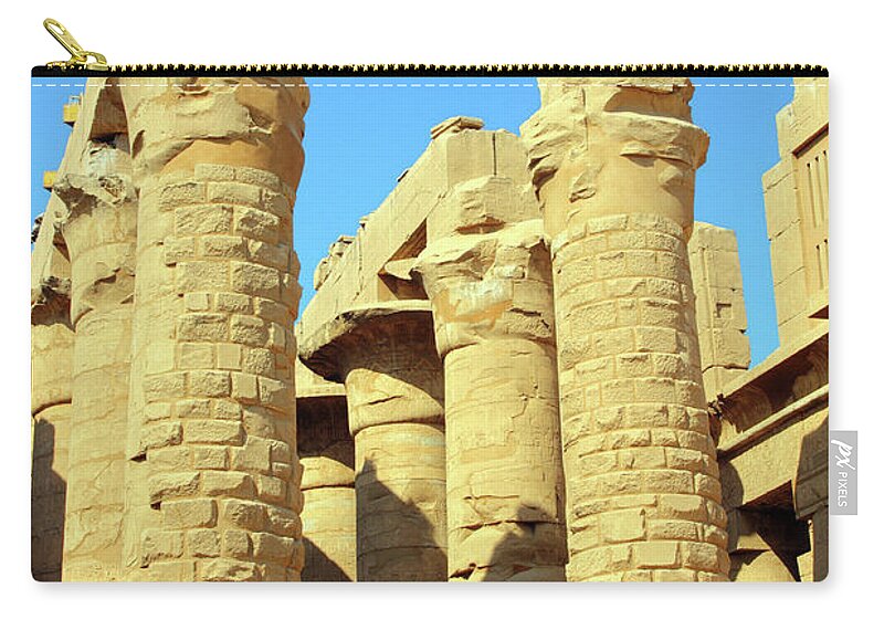 Egypt Zip Pouch featuring the photograph Columns In Egypt Karnak Temple #1 by Mikhail Kokhanchikov