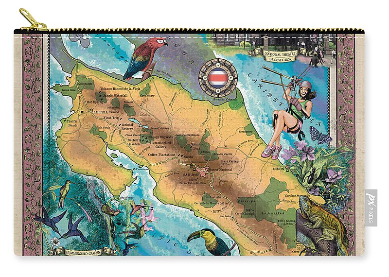  Zip Pouch featuring the painting Costa Rica #1 by Lisa Middleton