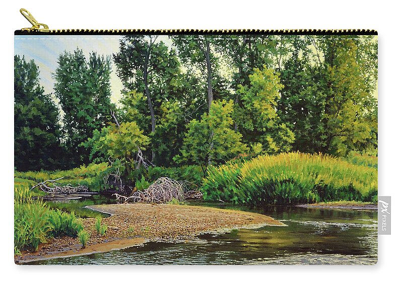 Oil Painting Zip Pouch featuring the painting Creek's Bend by Bruce Morrison