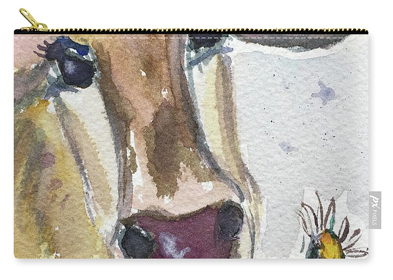 Cow Carry-all Pouch featuring the painting Daisy by Roxy Rich