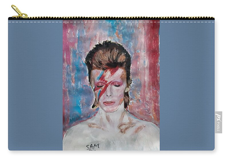 Ground Control Zip Pouch featuring the painting David Bowie #2 by Sam Shaker