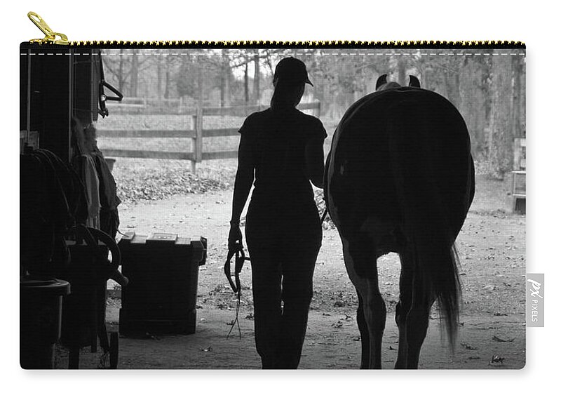 Horses Carry-all Pouch featuring the photograph Day's End by Minnie Gallman