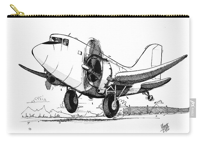 Douglass Carry-all Pouch featuring the drawing Dc-3 by Michael Hopkins