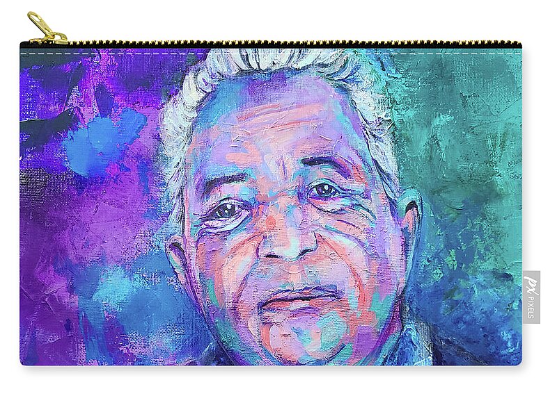 Bold Portrait Painting Zip Pouch featuring the painting Dear Old Man #1 by Luzdy Rivera