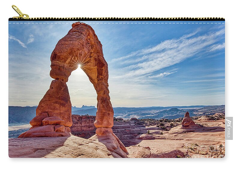 Delicate Arch Arches National Park Utah Zip Pouch featuring the photograph Delicate Arch Arches National Park Utah #1 by Dustin K Ryan