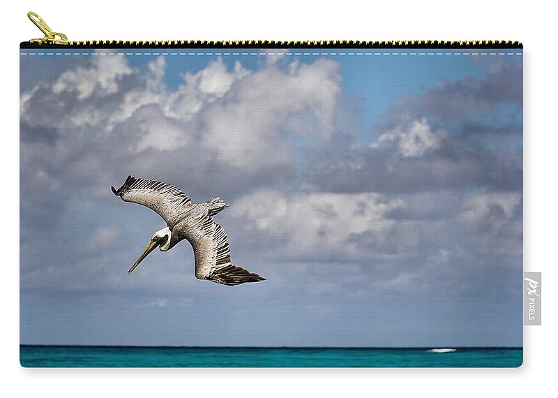 Pelican Zip Pouch featuring the photograph Diving Pelican #2 by Montez Kerr
