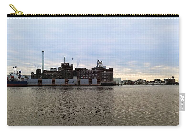Baltimore Zip Pouch featuring the photograph Domino Sugar by Chris Montcalmo