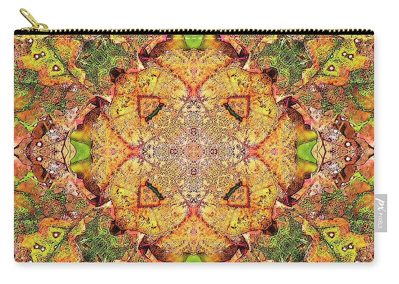 Kaleidoscope Zip Pouch featuring the digital art Dotted Leaves #1 by Frans Blok