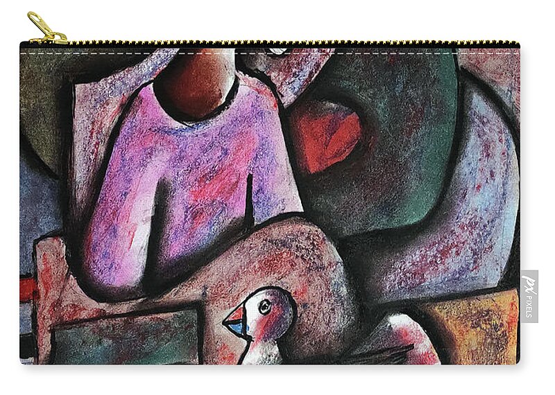 African Art Carry-all Pouch featuring the painting Dove Of Peace by Peter Sibeko 1940-2013