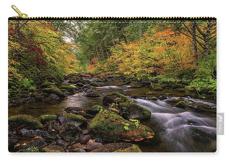  Santiam River Zip Pouch featuring the photograph Down by the creek #1 by Ulrich Burkhalter