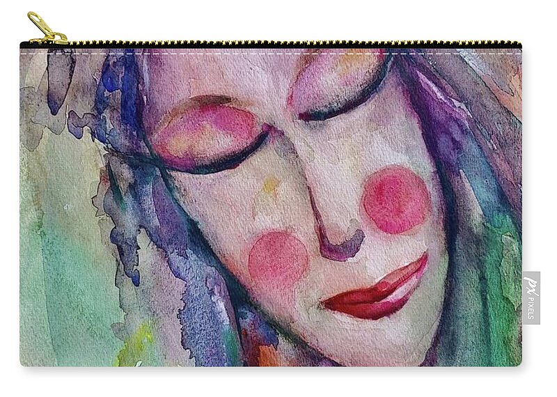 Dream Zip Pouch featuring the painting Dreaming #1 by Mikyong Rodgers