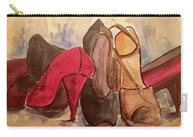  Carry-all Pouch featuring the painting Dress shoes by Angie ONeal