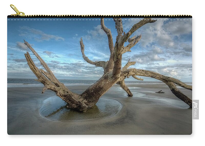 Beach Zip Pouch featuring the photograph Driftwood Beach #2 by Carolyn Hutchins