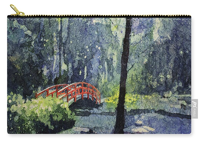 Blue Zip Pouch featuring the painting Duke Gardens- Durham #1 by Ryan Fox