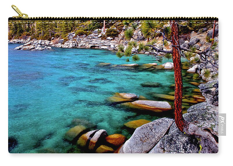 Lake Tahoe Zip Pouch featuring the photograph Lake Tahoe Azure Blue #1 by Geoff McGilvray