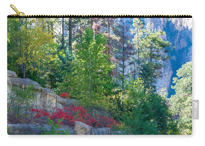 Fstop101 Oak Creek Canyon Sedona Fall Colors Landscape Red Zip Pouch featuring the photograph Fall Colors in Sedona's Oak Creek Canyon #2 by Geno