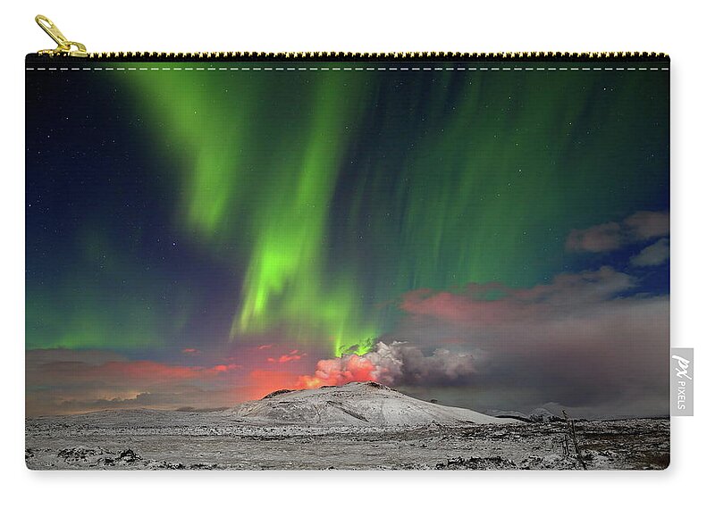 Iceland Zip Pouch featuring the photograph Fire and light #2 by Christopher Mathews