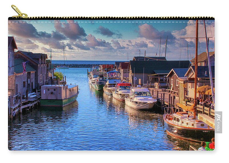 Michigan Carry-all Pouch featuring the photograph Fishtown of Leland Michigan by Ron Grafe