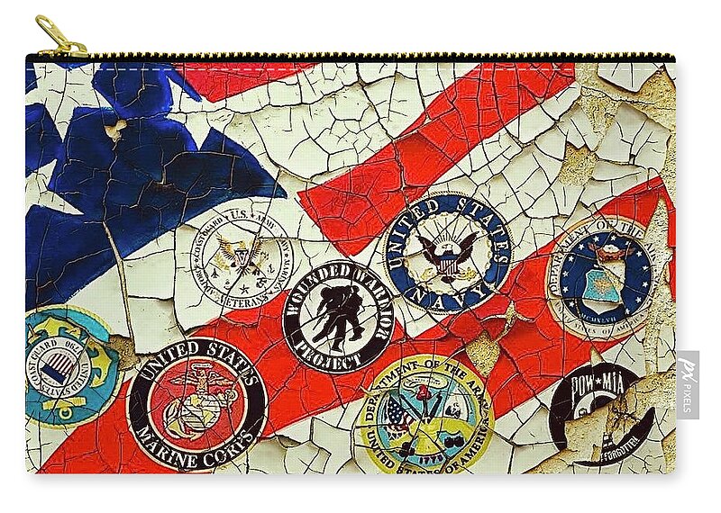  Carry-all Pouch featuring the mixed media Flag by Angie ONeal