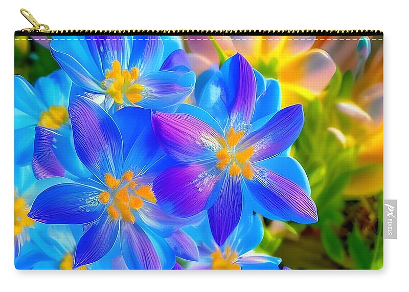 Digital Zip Pouch featuring the digital art Flower Blues by Beverly Read