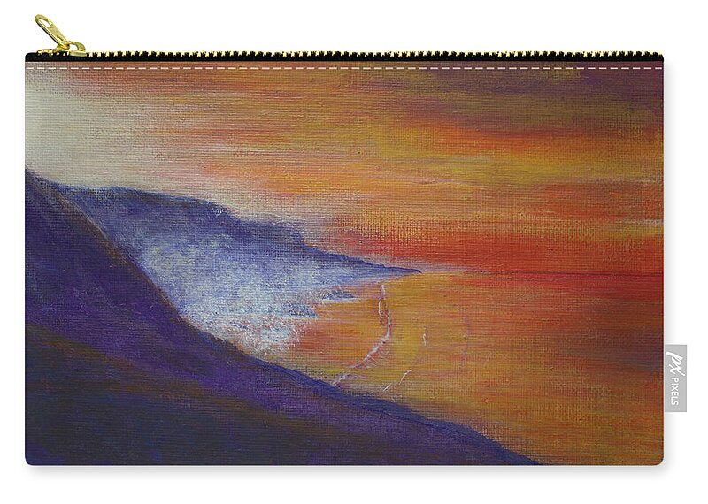 Foggy Morning Zip Pouch featuring the painting Foggy Sunrise by Terry Frederick