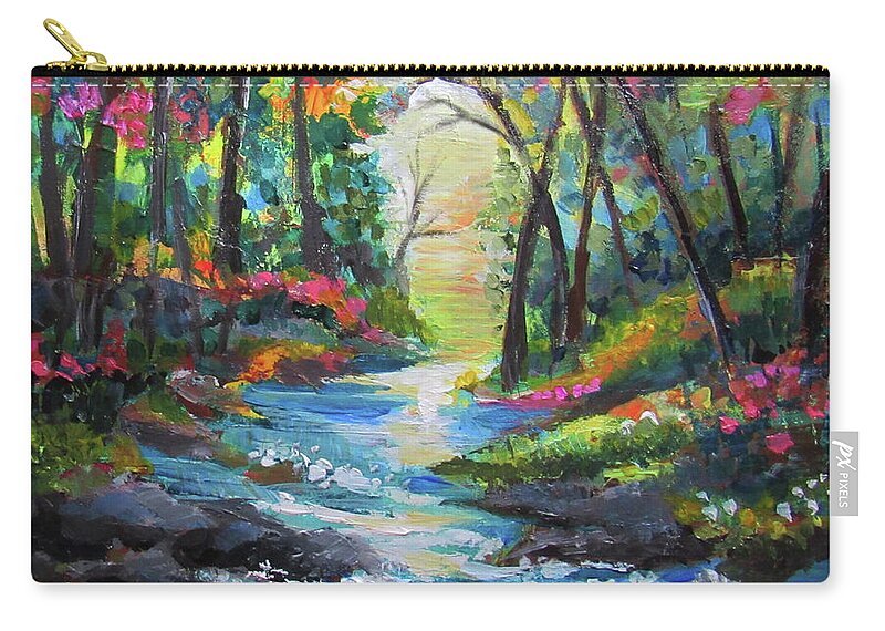Forest Zip Pouch featuring the painting Forest Brook by Jean Batzell Fitzgerald
