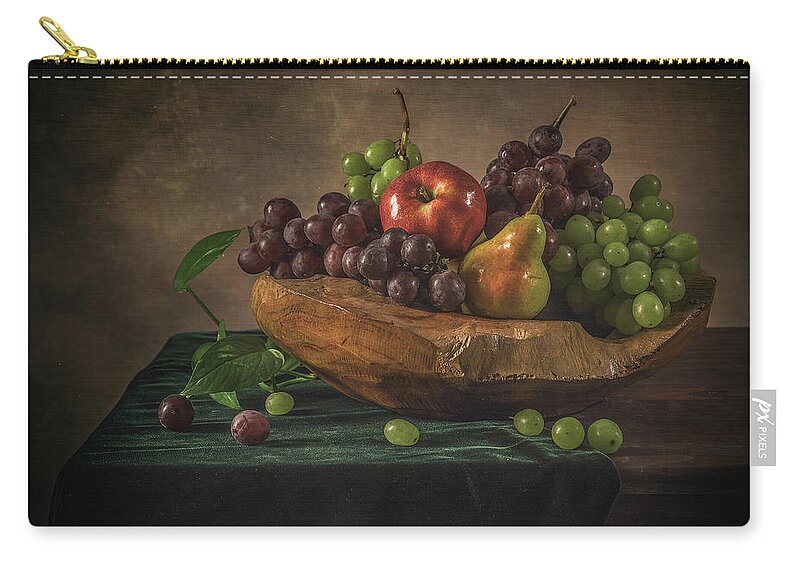 Still Life Carry-all Pouch featuring the pyrography Fruits by Anna Rumiantseva
