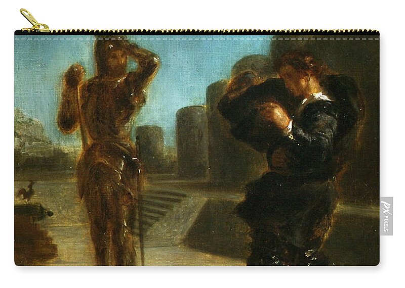 Ghost Of Hamlet's Father Zip Pouch featuring the painting Ghost of Hamlet's father #1 by Eugene Delacroix