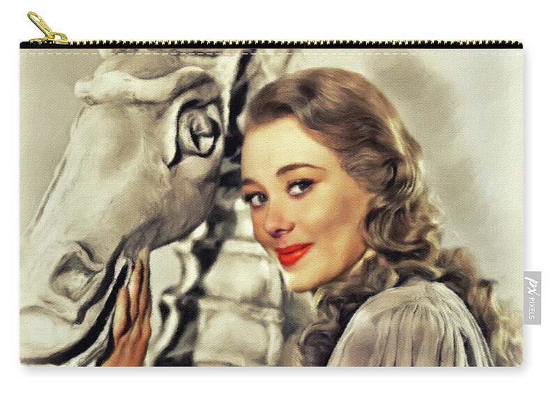 Glynis Zip Pouch featuring the painting Glynis Johns, Vintage Actress #1 by Esoterica Art Agency