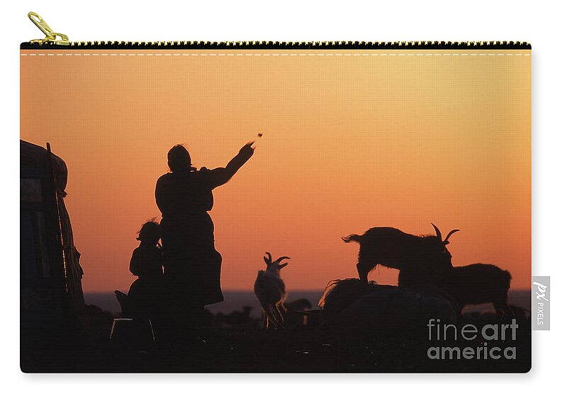 Gobi Evening Zip Pouch featuring the photograph Gobi evening #1 by Elbegzaya Lkhagvasuren