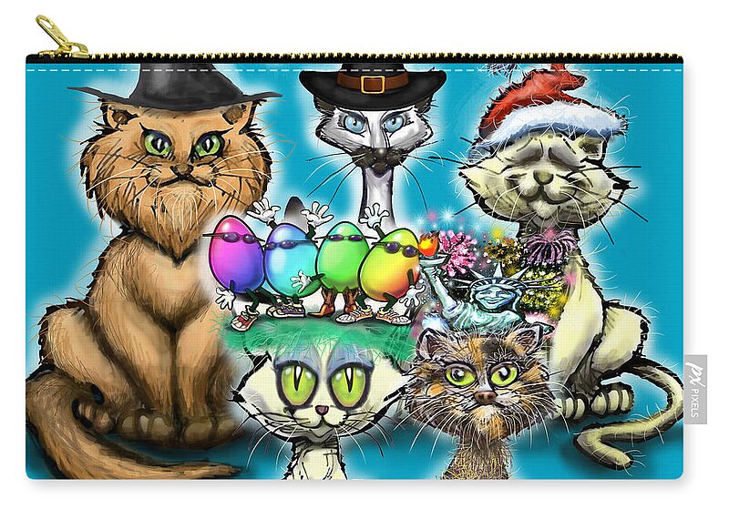 Holiday Zip Pouch featuring the digital art Happy Holidays #1 by Kevin Middleton