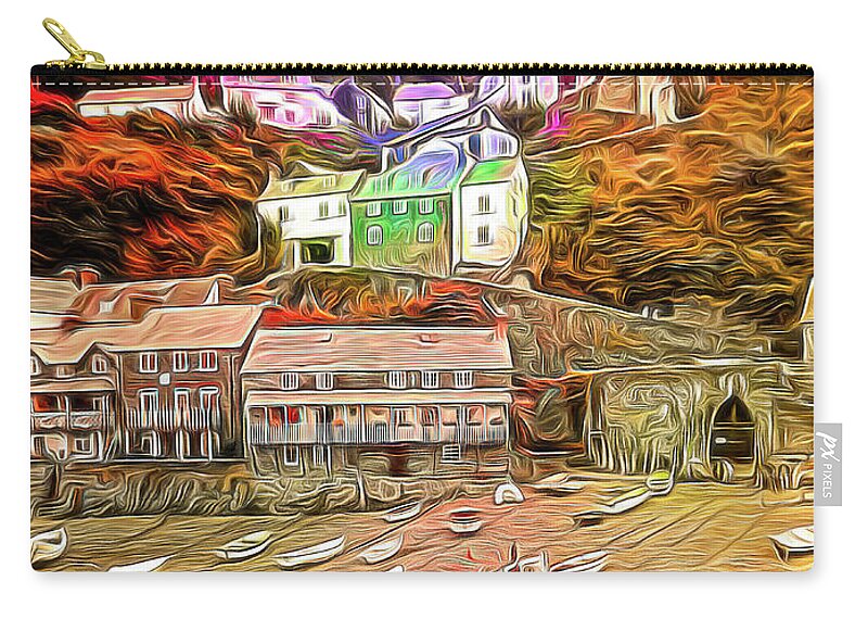 Abstract Zip Pouch featuring the photograph Harbour with abstract painterly look. #1 by Sue Leonard