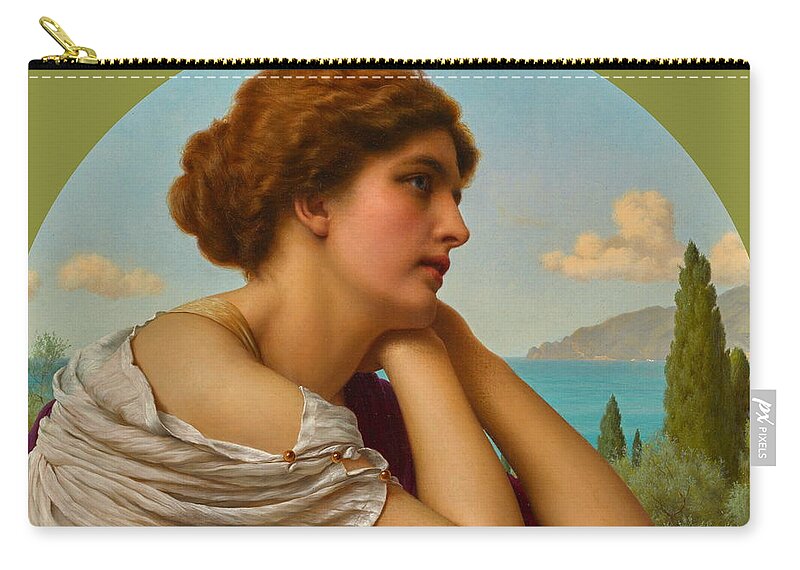 Heart On Her Lips And Soul Within Her Eyes Zip Pouch featuring the painting Heart On Her Lips And Soul Within Her Eyes #1 by John William Godward
