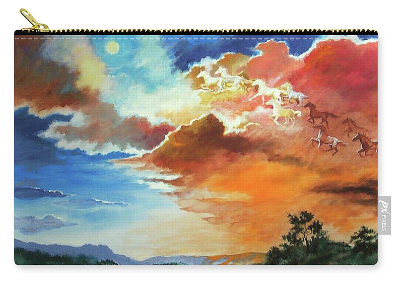 Surreal Carry-all Pouch featuring the painting Heaven's Horses by Pat Wagner