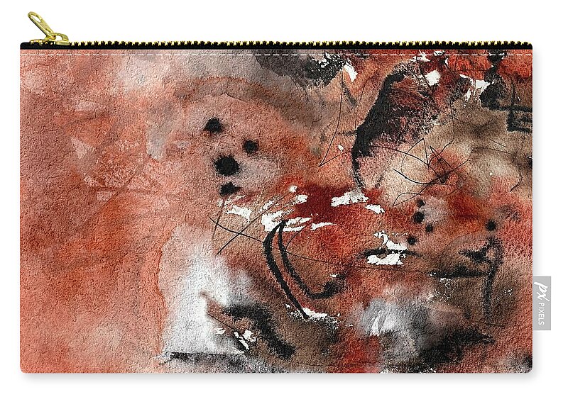 Abstractart Zip Pouch featuring the painting Hematite painting #1 by Wolfgang Schweizer
