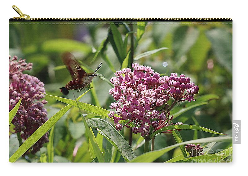Hummingbird Moth Zip Pouch featuring the photograph Hummingbird Moth #1 by Tom Doud