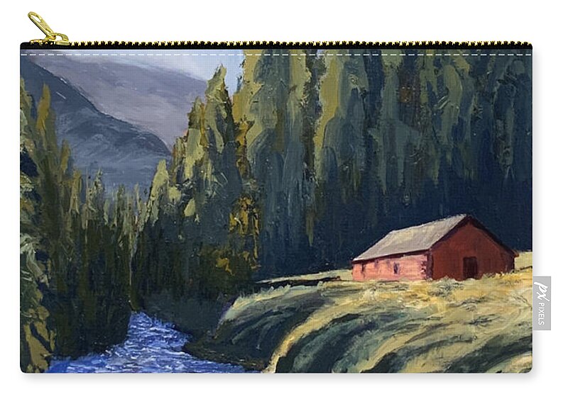Impressionism Zip Pouch featuring the painting Jackson Wyoming #1 by Lisa Marie Smith