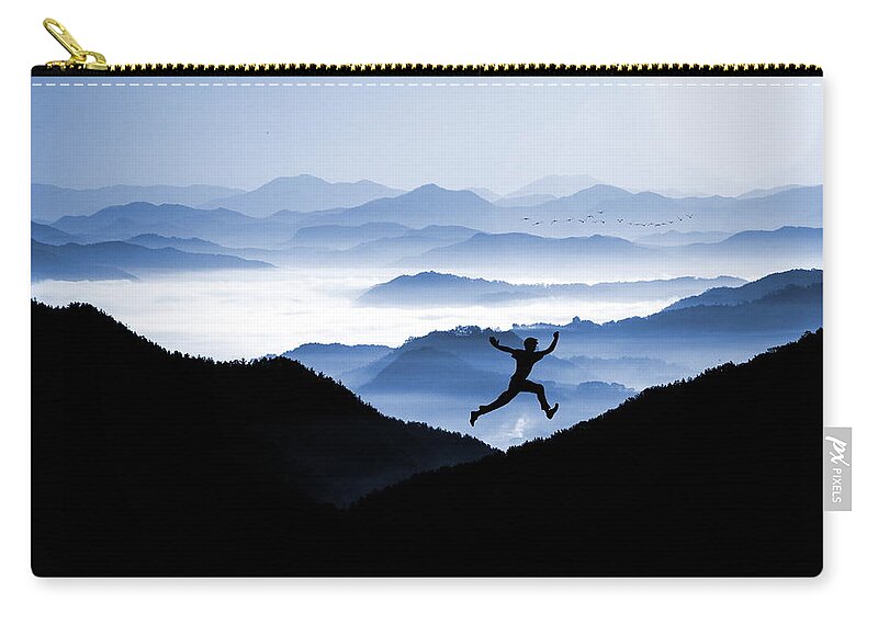 Joy Zip Pouch featuring the photograph Jump for Joy #1 by Andrea Kollo