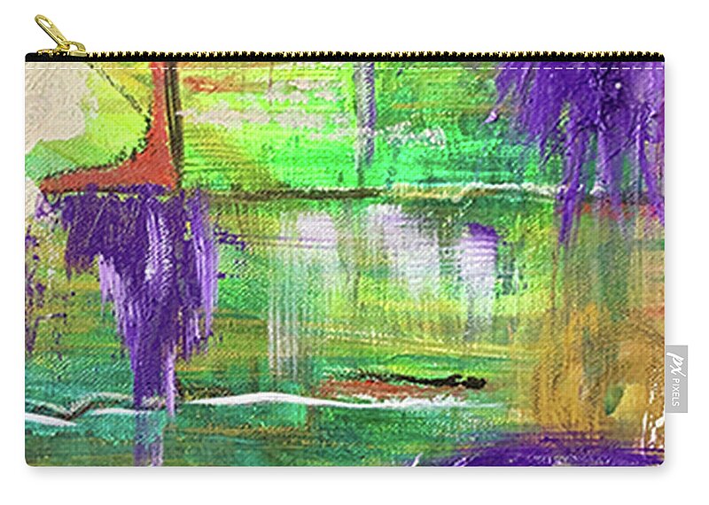 Abstract Zip Pouch featuring the mixed media Justin #1 by Laura Jaffe