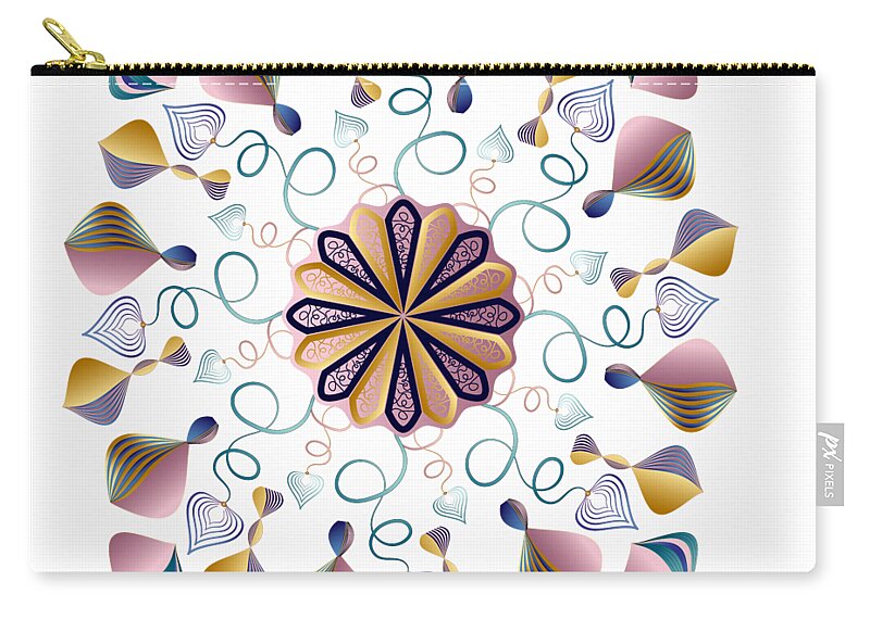 Modern Abstract Mandala Zip Pouch featuring the digital art Kuklos No 4393 #1 by Alan Bennington