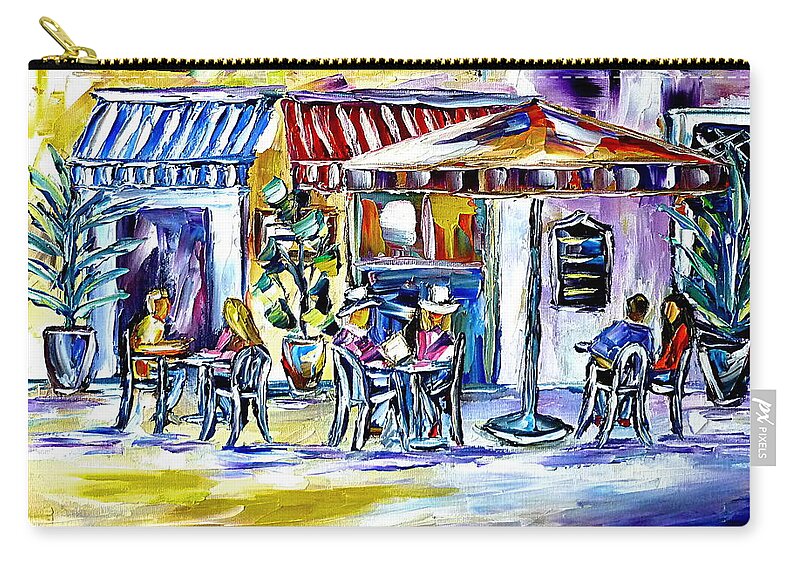 Cafe In Venice Zip Pouch featuring the painting La Dolce Vita #2 by Mirek Kuzniar