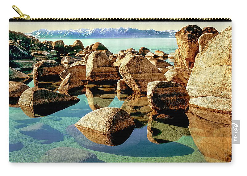 Usa Zip Pouch featuring the photograph Lake Tahoe Boulders #1 by Randy Bradley